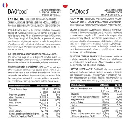 DAOfood - DAO deficīta diētas pārvaldība - 60 mini kuņģa sulu šķīstošo tablešu dozators - DAO enzīms