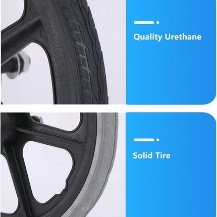 2 gab. 16 collu ratiņkrēsla aizmugurējo riteņu nomaiņas piederumi 16x1,75, cietas gumijas riepas ar 12 mm gultņiem manuāliem ratiņkrēsliem (melnas)