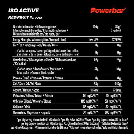 Powerbar - Isoactive - Sarkanie augļi - 1320g - Izotonisks sporta dzēriens - 5 elektrolīti