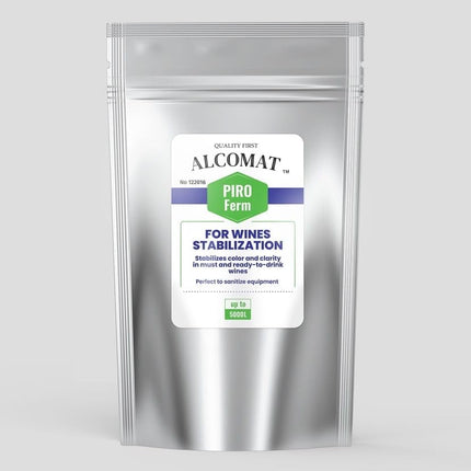 Alcomat PIRO Ferm - vīna rauga stabilizācija - kālija metabisulfīts vīnam un misai - aptur fermentāciju, iznīcina savvaļas raugus un aizsargā pret mikrofloru (500g)