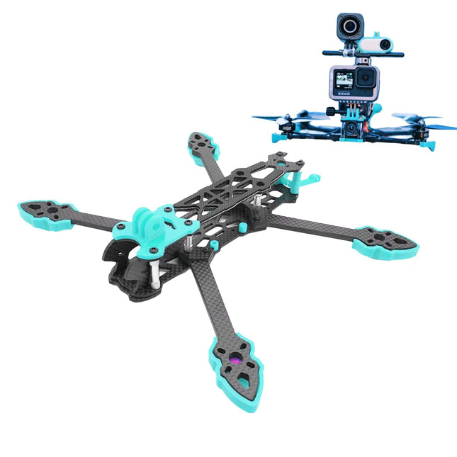 ZLXHDL FPV drona rāmis, 225 mm oglekļa šķiedras sacīkšu kvadrokoptera rāmis, profesionāla riteņu bāze RC dronu aksesuāriem, H formas dizains (zils)
