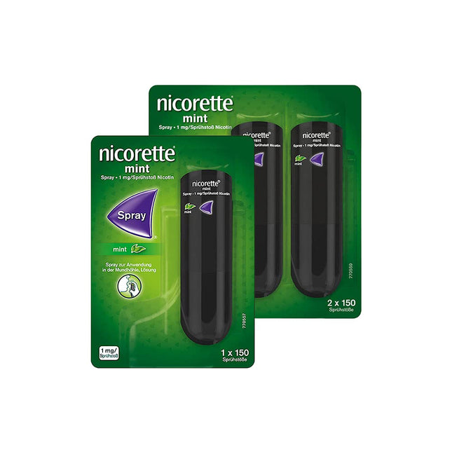 NICORETTE aerosols, trīs iepakojumi ar piparmētru garšu – Atmet smēķēšanu ar nikotīna aerosolu – 1 izsmidzināšanas reize aizstāj līdz pat 150 cigaretēm – smēķēšanas atmešanai