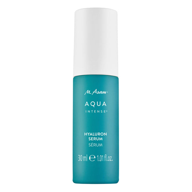 M. Asam AQUA INTENSE Hyaluron Serum (30 ml) – Augstas devas mitrinošs serums ar patentētu hialuronskābes kompleksu, piepilda un samazina grumbas, bez smaržvielām, ideāli piemērots jutīgai ādai