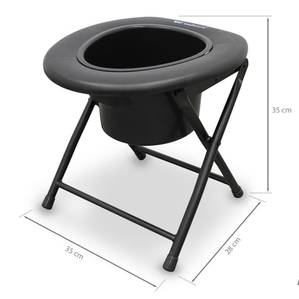 WELLCORE tualetes krēsls ar tualeti, salokāms, pārnēsājams, kompakts, alumīnija rāmis, noņemams tualetes pods, viegli tīrāms, melns, līdz 100 kg, līdz 100 kg