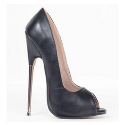 RJXGECUF augstpapēžu kurpes ar īpaši augstu metāla stiletu, 18 cm, melnas, matētas, 46