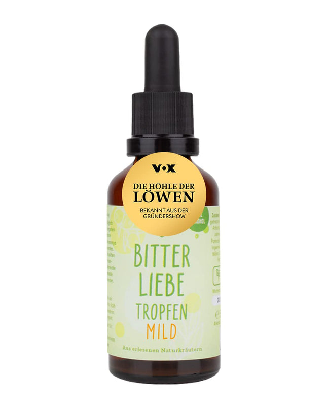 BitterLiebe® rūgtās pilieni bez spirta 50 ml pēc Hildegardas fon Bingenas receptes - oriģināls no "Lauvas midzeņa" - stipri dozētas rūgtās vielas pilieni