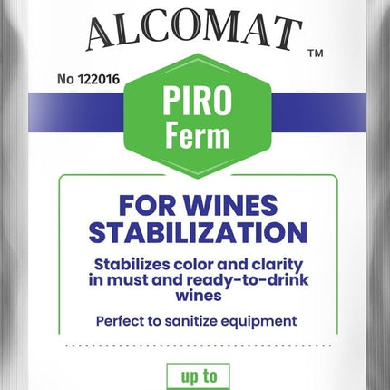 Alcomat PIRO Ferm - vīna rauga stabilizācija - kālija metabisulfīts vīnam un misai - aptur fermentāciju, iznīcina savvaļas raugus un aizsargā pret mikrofloru (500g)