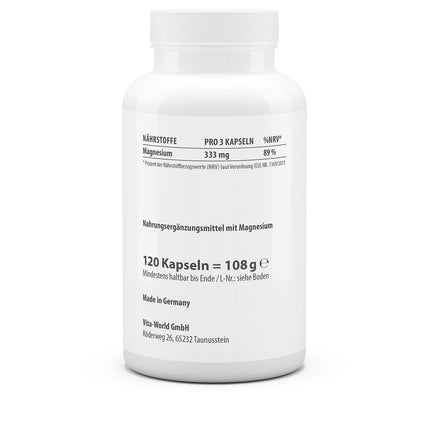 vitaworld Magnija bisglicināts Plus, 333 mg tīra magnija dienā, vegāns, 120 kapsulas