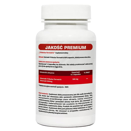 Tribulus Terrestris muskatzirņu ekstrakts 500 mg 60 kapsulas Potences libido Testosterons Ieteicamā deva - 1 kapsula dienā