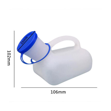 Pisuāra pudele sievietēm un vīriešiem, 1000 ml pārnēsājama avārijas pisuāra tualete ar rokturi, ceļojumu kempings, āra automašīnas ceļojums, mobilā tualete vīriešiem/sievietēm/bērniem