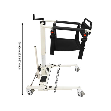 Pacienta pacēlāja pārvietošanas krēsls, pacienta pacēlājs mājām un automašīnai, regulējams sēdekļa augstums 35-70 cm, kravnesība 120 kg, piemērots cilvēkiem ar ķermeņa platumu mazāku par 18,5 collām