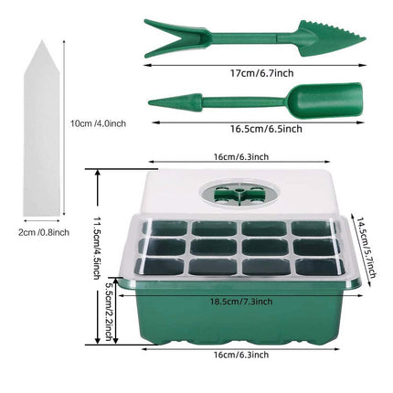 Iekštelpu siltumnīcas pavairošanas iekārta, 12 iepakojumu 144 šūnu siltumnīcas pavairošanas paplāte, stādu sākuma paplātes paplātes, siltumnīca ar regulējamiem kupola vākiem augu sēklu stādu audzēšanai