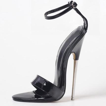 PROMI augstpapēžu kurpes 18cm stileto papēži melnas metāla augstpapēžu sandales - melnas||39