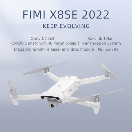 FIMI X8SE 2022 V2 drons ar 4K HD kameru, 10 km vadības attālumu, bezkontaktu 3 asu stabilizatoru, 35 minūšu lidojuma laiku, 8. līmeņa vēja izturību, profesionālu RC kvadrokopteru, 2 baterijām + MP