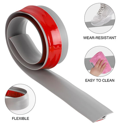 RANJIMA pašlīmējošs pārejas profils, PVC sliekšņa rampa, ieejas līstes, pārejas līste grīdai, augstuma regulēšanas profils, durvju sliede, pārejas sliede bez urbšanas paklāju flīzēm (pelēks, 1 m x 5 cm)
