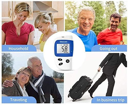 sinocare asins glikozes mērītājs, glikozes mērītājs ar asins glikozes testa strēmelītēm 50, nesāpīgs un ātrs, mazs parauga tilpums - mg/dL (Safe-Accu2 asins glikozes mērītāja 50 komplekts)