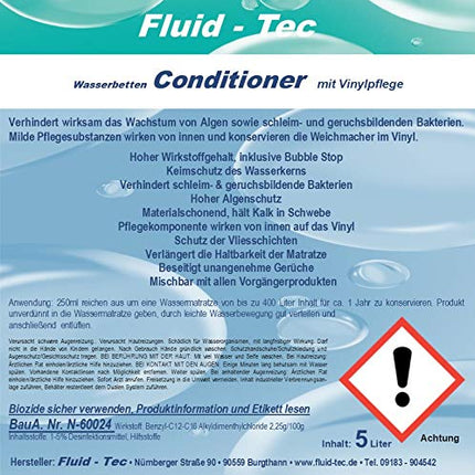 Fluid-Tec 1 x 5 litru tvertnes ūdensgultas kondicionieris ūdensgultas kopšanas ūdensgultu piederumi visām ūdensgultām + notekas krāns - 7.60€/Ltr.