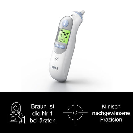 Braun ThermoScan 7 ausu termometrs BRAIRT6520 | Vecuma precīzijas tehnoloģija | Krāsu kodēts digitālais displejs | Piemērots mazuļiem un maziem bērniem | Ārstu vidū vadošais zīmols(1)