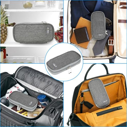 YOUSHARES insulīna dzesēšanas soma ar 2 ledus pakām - TSA apstiprināta diabēta soma diabēta piederumiem, Epipen, šļircēm, insulīnam un citiem medikamentu piederumiem, medikamentu somas pildspalvas dzesētājs ceļojumiem (pelēks)