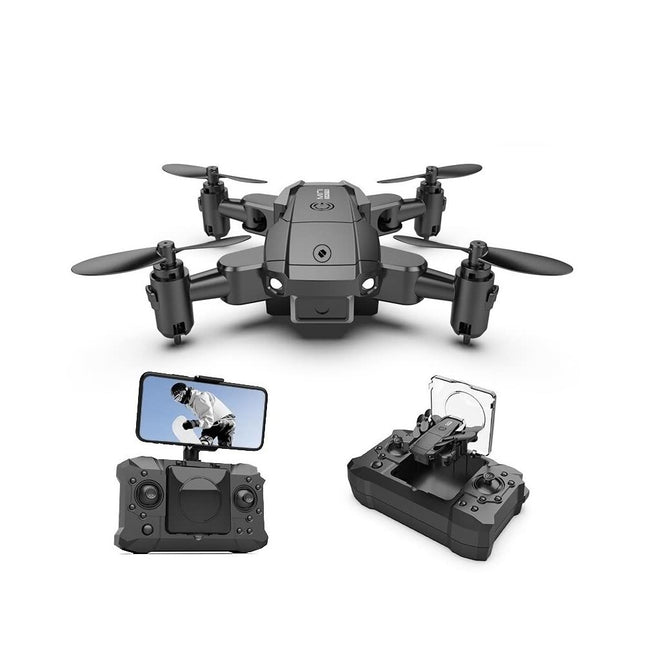 LUXWALLET SkyX Mini 480P drons ar kameru un pārnēsāšanas somu, 10,8 km/h-150 metru attālums, melns