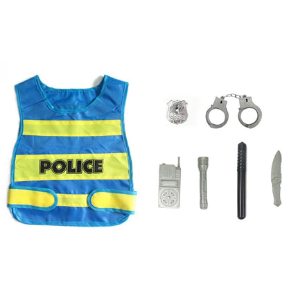 HAMKU 1 komplekts policijas lomu spēles komplektam bērniem, policijas kostīms ar vesti, roku dzelžiem un rāciju, policijas rotaļlieta zēniem, karnevāls, Helovīns