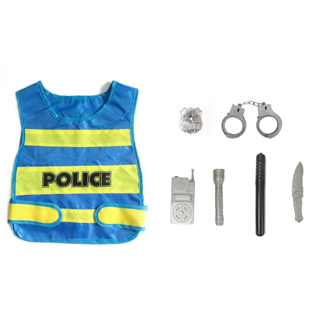 HAMKU 1 komplekts policijas lomu spēles komplektam bērniem, policijas kostīms ar vesti, roku dzelžiem un rāciju, policijas rotaļlieta zēniem, karnevāls, Helovīns