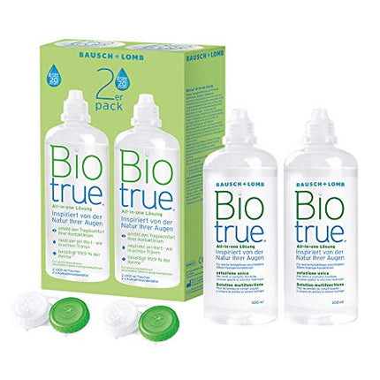 Bausch + Lomb Biotrue universālais šķīdums - kontaktlēcu tīrīšanas un uzglabāšanas šķīdums mīkstajām kontaktlēcām, 2 iepakojumā, 2 x 300 ml