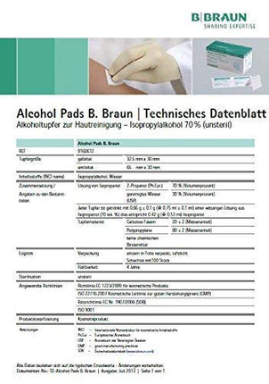Alkohola salvetes B. Braun spirta tamponi 10 x 100 gab.
