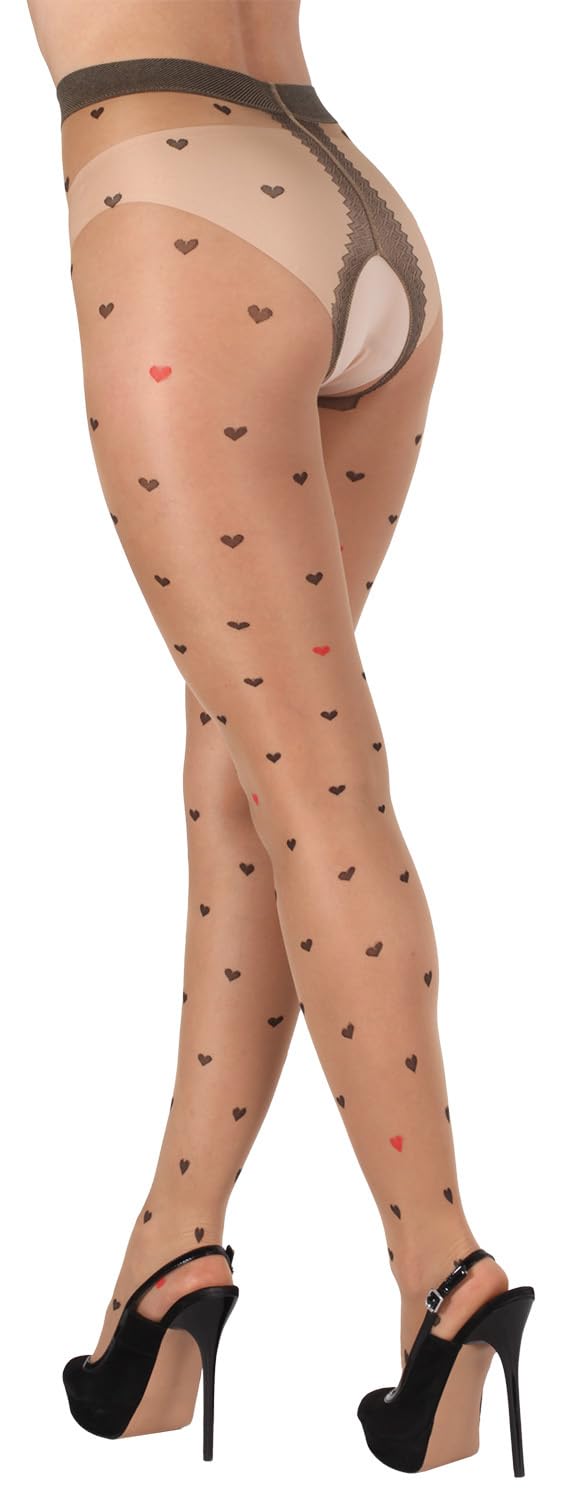 BANANALU zeķubikses ar atvērtu kājstarpi un sirsniņām, 20 denjē, Intimo 20 Fashion, Daino/Nero XL
