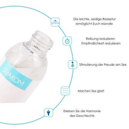SVAKOM Deluxe ūdens bāzes lubrikants Neitrāls, uz silikona bāzes veidots lubrikants, uz ūdens bāzes, zīdains, 200 ml lubrikants, uz ūdens bāzes veidots lubrikants, želejveida uz ūdens bāzes, lubrikants uz ūdens bāzes