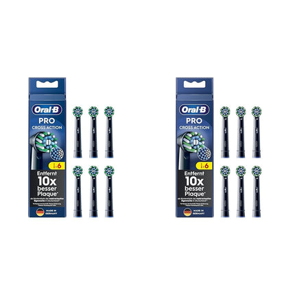 Oral-B Pro CrossAction elektriskās zobu birstes uzgaļi, 6 gab. iepakojumā, izcila zobu tīrīšana ar inovatīviem X formas sariem, oriģinālais Oral-B zobu birstes uzgalis, ražots Vācijā, melns