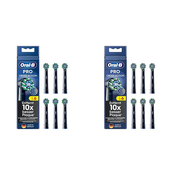 Oral-B Pro CrossAction elektriskās zobu birstes uzgaļi, 6 gab. iepakojumā, izcila zobu tīrīšana ar inovatīviem X formas sariem, oriģinālais Oral-B zobu birstes uzgalis, ražots Vācijā, melns