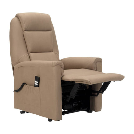 POLTRONE ITALIA Rebecca 2 Motors PERSONALIZĒTS TV krēsls ar stāvēšanas palīglīdzekli Medicīnas ierīce 2 riteņi Mikro atsperu sēdeklis Mākslīgā āda Kamielkrāsas