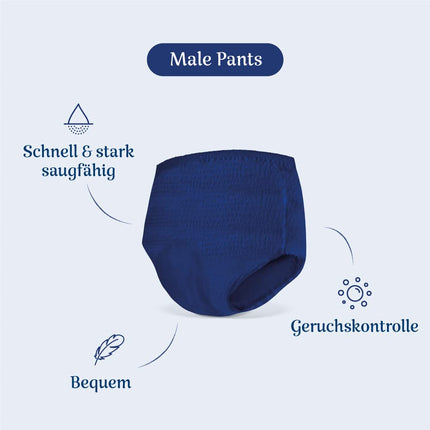 Amazon Basic Care vīriešu bikses Plus Large – 4 iepakojumi pa 7 (28 bikses), zilas