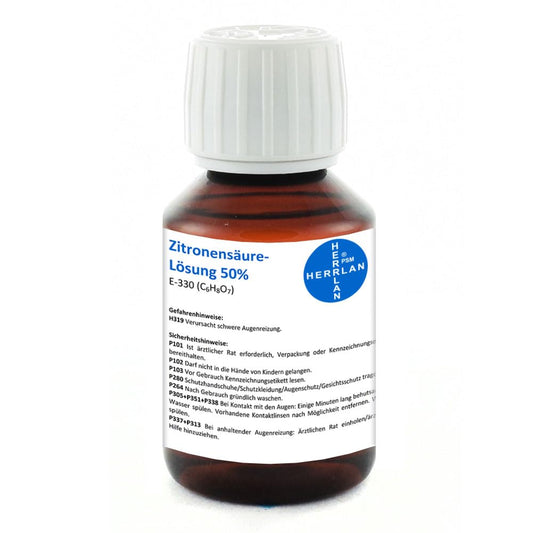 Citronskābes šķīdums 50% | 1 x 100 ml | HERRLAN kvalitāte | Ražots Vācijā