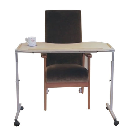 NRS Healthcare M99394 regulējams, ergonomiski pielāgots virsgultas galds ar bloķējamiem ritentiņiem