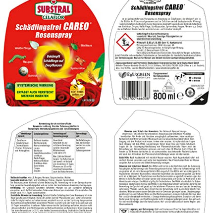 Substral Pest-Free Careo dekoratīvajiem augiem, pret kaitēkļiem, piemēram, laputīm, zvīņkājiem, govju blaktīm, kāpuriem, 800 ml, zaļš