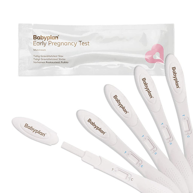 5 x grūtniecības testi Early Test Babyplan (HCG), higiēnisks grūtniecības tests 10 mSV ml (ļoti jutīgs) bērna plānošanai (99,6% precizitāte) Ļoti garš, plats un viegli lietojams