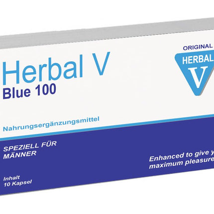 Herbal Blue 100 - zilas tabletes pieaugušiem vīriešiem - īpaši spēcīga un liela deva ar tūlītēju iedarbību - 10 tabletes blisteriepakojumā