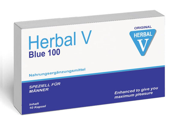 Herbal Blue 100 - zilas tabletes pieaugušiem vīriešiem - īpaši spēcīga un liela deva ar tūlītēju iedarbību - 10 tabletes blisteriepakojumā