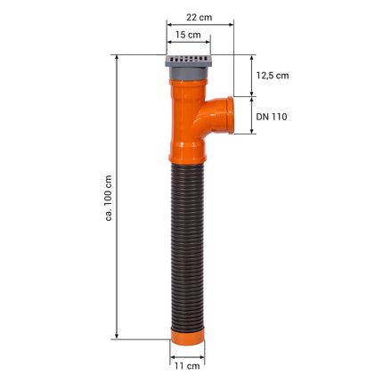 Lietus ūdens infiltrācijas šahta 110 mm x garums 1 m ar noteku - drenāžas caurule pagalma noteka grīdas noteka 15 x 15 cm - plastmasas terases lietus ūdens infiltrācijas kaste - drenāžas infiltrācijas šahta lapu aizsardzība