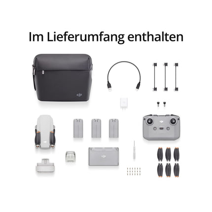 DJI Mini 2 Fly More Combo, īpaši viegls salokāms kameras drons, 3 asu stabilizators ar 4K kameru, 12 MP, 31 minūšu lidojuma laiks, trīs baterijas, OcuSync 2.0, 10 km HD video pārraide, drons iesācējiem, pelēks