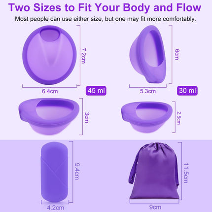 ACWOO menstruālais disks, 2 periodu diski (S+L), hermētiski menstruālie kausiņi, kas izgatavoti no medicīniskas kvalitātes silikona, atkārtoti lietojami diski visām menstruāciju plūsmām - droši sportam un peldēšanai