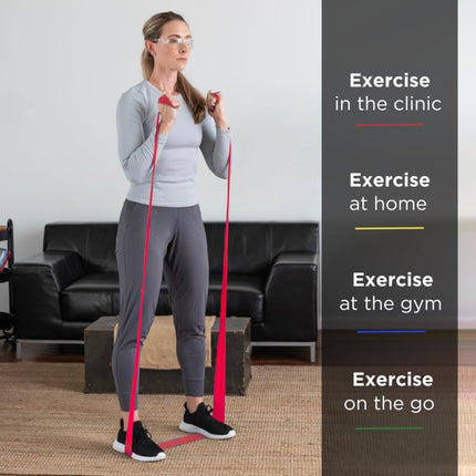 Theraband pretestības lentu komplekts, pretestības lentes vingrinājumiem, fizikālai terapijai, treniņiem/sporta zālei, spēka treniņiem mājās, krāsu kodēšana pēc pretestības