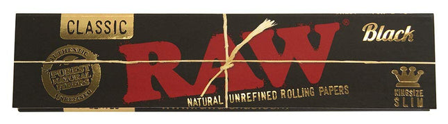 RAW Black Classic, Kingsize Slim papīri, 32 īpaši plāni papīri bukletā, 10 bukleti