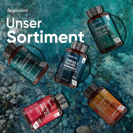 Omega 3 - 400 kapsulas 1+ gada lietošanai - 1000 mg zivju eļļas dienā - neaizvietojamās Omega 3 taukskābes ar EPA un DHA - sirdij, smadzenēm un asinsspiedienam (EFSA) - dabīga zivju eļļa no anšoviem - WeightWorld