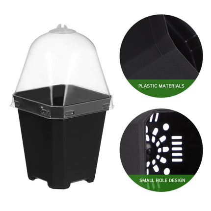 Mini puķupodu audzēšanas podi ar kupolu: 10 gabalu iekštelpu siltumnīcas audzēšanas komplekts, kupola augi, augu podi, palodzes siltumnīca, plastmasas audzēšanas paplātes, augu pods augiem