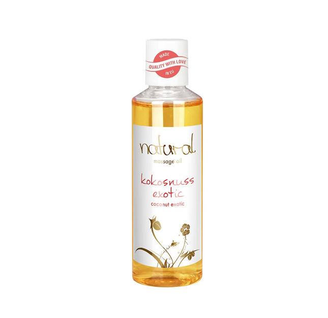 Dabīga masāžas eļļa "Eksotiskais kokosrieksts", dabīgas sastāvdaļas jutekliskām masāžām, kokosriekstu aromāts, 100 ml