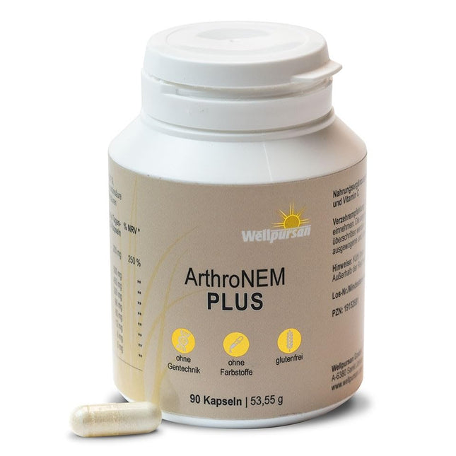 Wellpursan ArthroNem Plus - 90 locītavu kapsulas osteoartrīta un locītavu sāpju atbalstam, locītavu komplekss ar MSM un C vitamīnu, uztura bagātinātājs locītavām un skrimšļiem