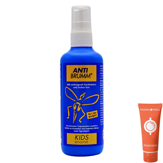 Anti Brumm Kids Sensitive 1x 75 ml I Aizsardzība pret odiem un ērcēm I Odu aerosols I Mājai, ceļojumiem, tropiem I Ikaridīns I Bērniem no 1 gada I Jutīgai ādai I Izdevīgs komplekts plus Pharma Perle dāvana